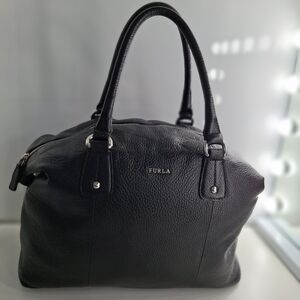 Furla Black Leather Bag Satchel EUC